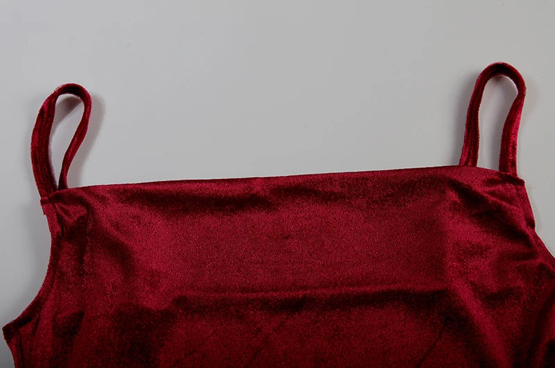 Robe Maxi Velours Sans Manches Fente Sexy - Style Y2K Élégant Soirée & Streetwear Femme