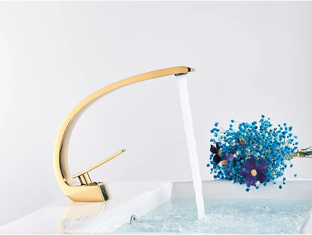 Uythner Robinet Lavabo Noir en Laiton – Mitigeur Mono-Commande 1 Trou | Eau Chaude & Froide Salle de Bain
