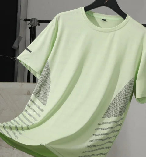 T-Shirt Running Homme Été Soie de Glace Ultra-Léger Imprimé Réfléchissant Séchage Rapide Manches Courtes Respirant Fitness Sport Grande Taille 5XL – Tee Sport Performance | Mode Homme Sport