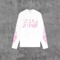 Sweat Unisexe Y2K Harajuku Rétro Manches Longues Imprimé Flamme Lettres Oversize – Streetwear Casual Confortable | Mode Homme & Femme