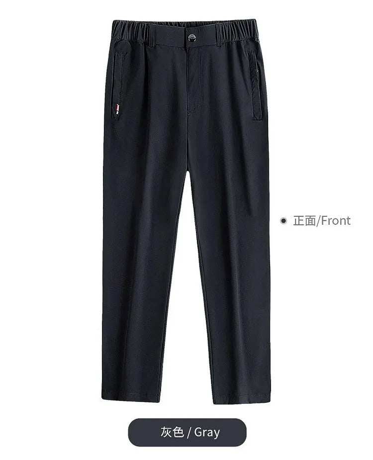 Pantalon Homme Grande Taille Soie de Glace Stretch Respirant Jambe Droite Séchage Rapide Élastique Été Confortable Léger Noir Jusqu'à 6XL – Pantalon Premium Grande Taille Soie de Glace Stretch Été | Mode Homme Grande Taille Premium
