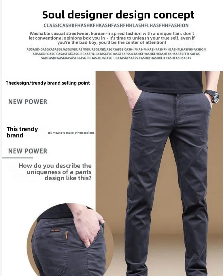 Pantalon Homme Coton Léger Été – Slim Droit Élastique Business Casual Polyvalent | Mode Homme Premium