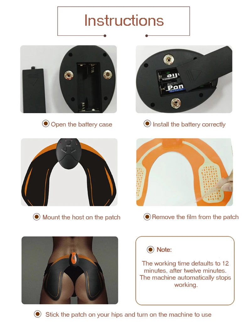 EMS ABS Stimulator Hip Trainer Abdominal Exercise Fitness Body Slimming Massager Stickers Weight Loss Massager Muscle Stimulator