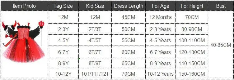 Déguisement Diablesse Rouge Fille – Robe Tutu Demon avec Ailes Cornes Trident Halloween Carnaval