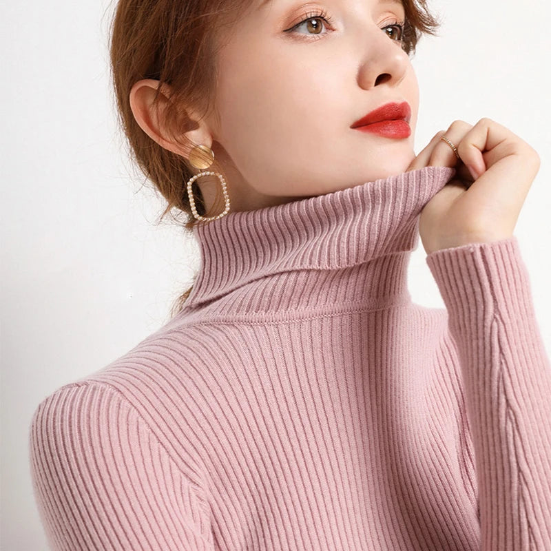Pull Col Roulé Cachemire Ultra-Doux Femme - Tricot Basique Chic Automne Hiver | Heliar