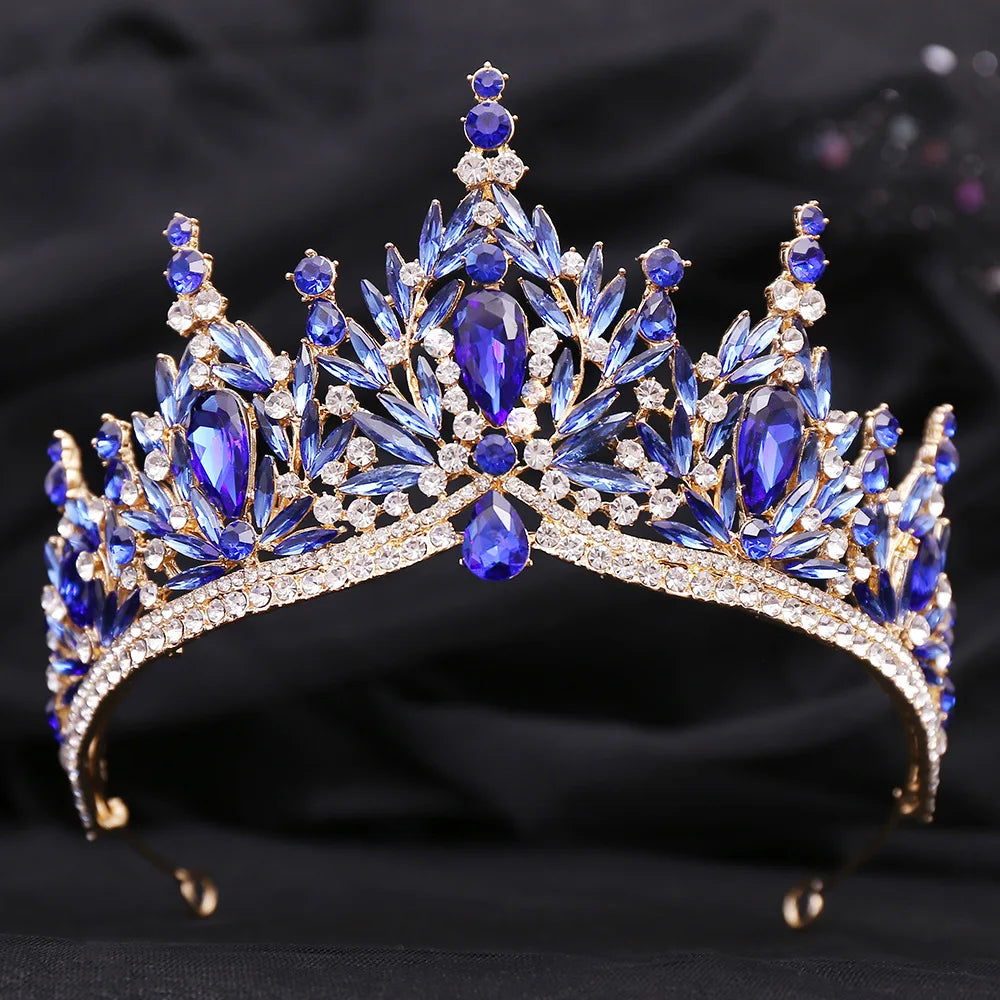 DIEZI Parure Couronne Baroque Mariage Cristal Opale – Tiare Collier Boucles Princesse