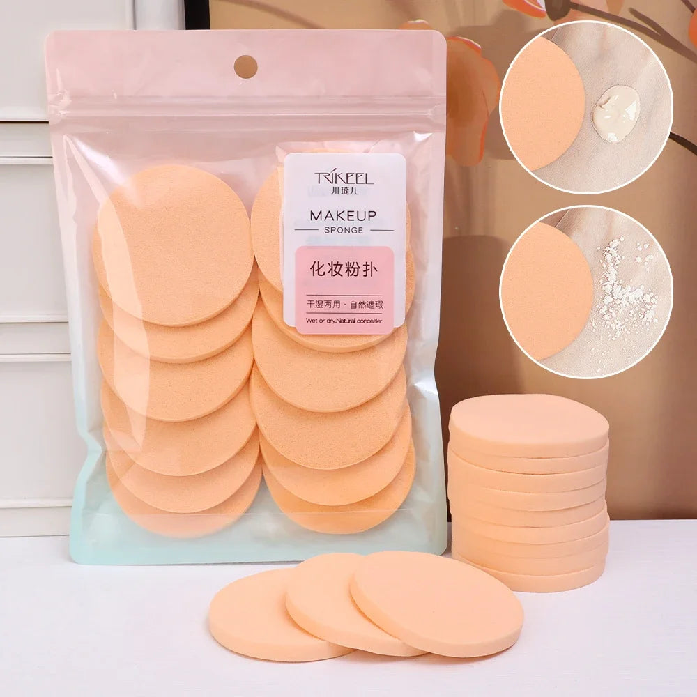 Lot 24 Éponges Rondes Maquillage – Poudre, Fond de Teint & Correcteur | Puff Sec & Humide Portable