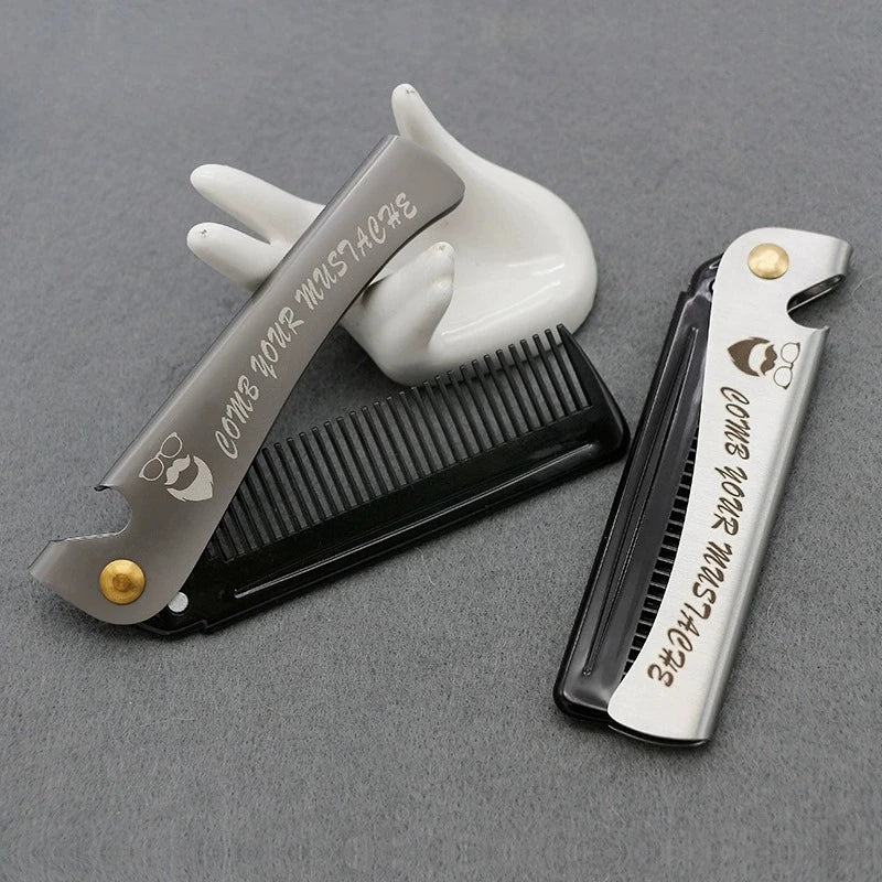 Peigne Pliable Barbe Moustache Massage – Brosse Cheveux Pocket Clip Fait Main Unisexe