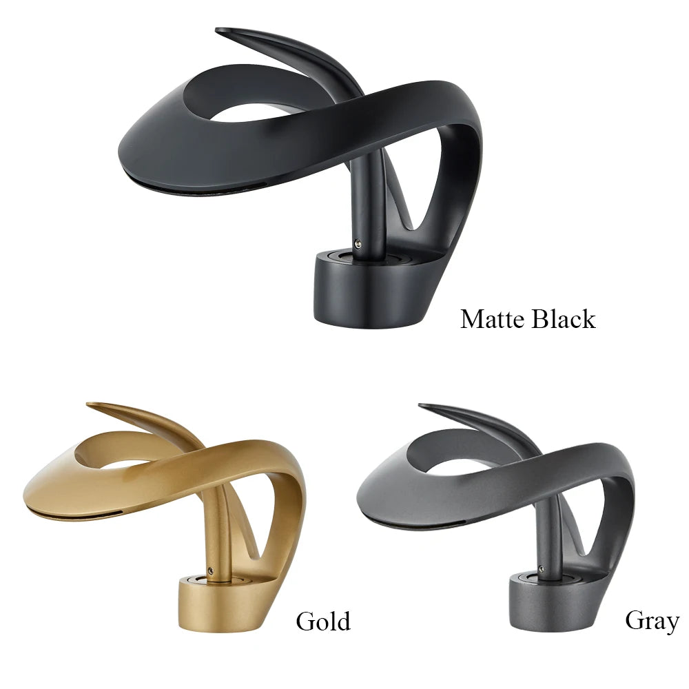 Black Brass New-Style Basin Faucet Bathroom Mixer Tap Hot Cold Water Deck Mounted Gold Luxury Sink Faucet