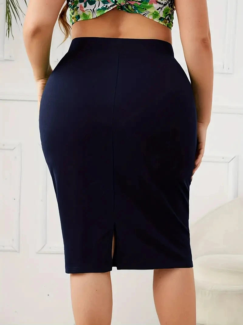 Jupe Femme Grande Taille Slim Unie Taille Haute Fendue Casual – Jupe Élégante Confortable Été Curvy | Mode Inclusive 2026