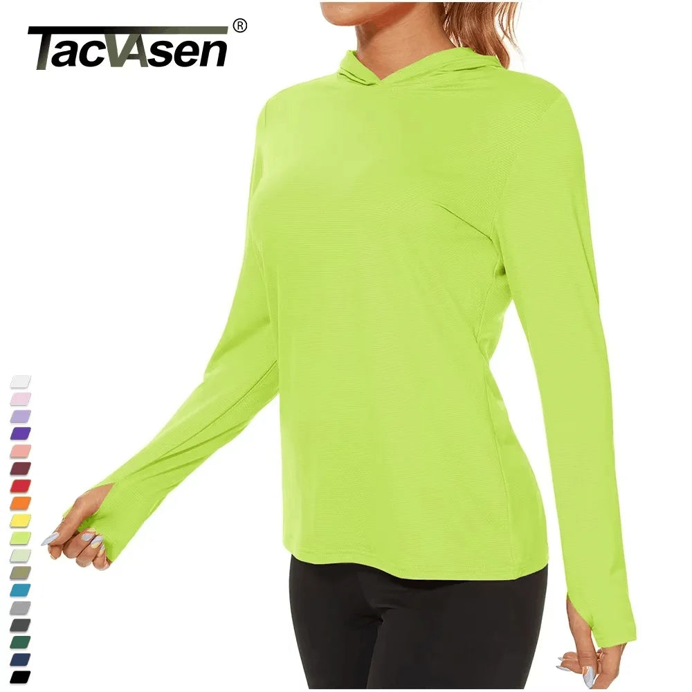 T-Shirt Anti-UV UPF 50+ À Capuche Manches Longues Femme - Pêche, Randonnée & Sport Outdoor | TACVASEN