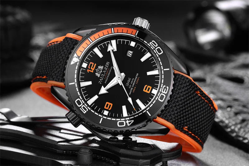 Herrenarmbanduhr Automatik Mechanisch Luxus – Gummiarmband Leuchtend Wasserdicht Kalender