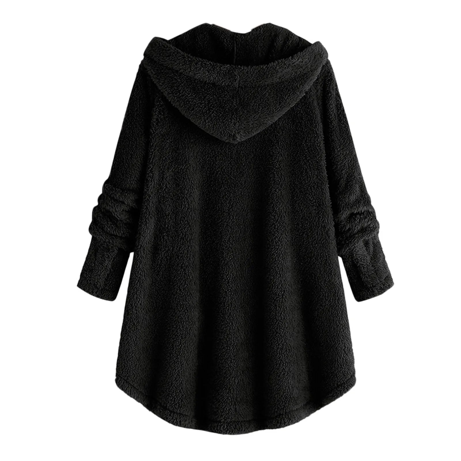 Damen Teddyfell-Mantel mit Kapuze – Warme Fleece-Jacke Unifarben | Herbst Winter Trend