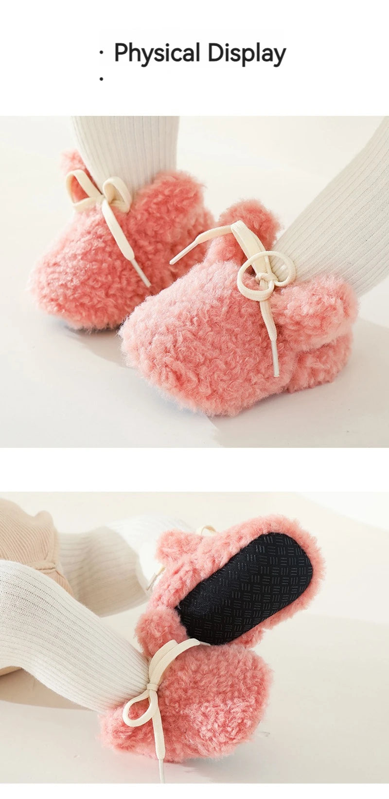 Chaussons Bébé Hiver Unisexe – Bottines Douces Cachemire Agneau Antidérapantes Chauds Nouveau-Né Toddler