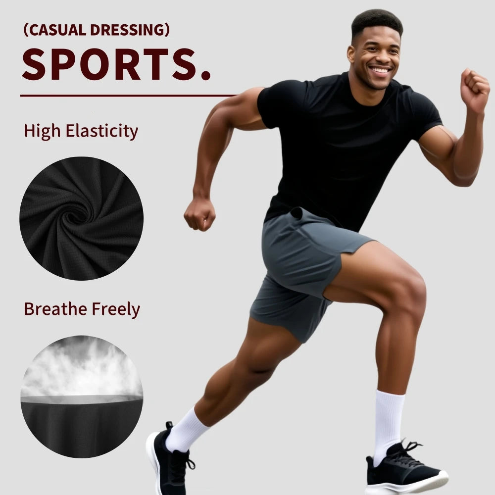 Lot 5 Sport T-Shirts Herren Schnelltrocknend Kurzarm Gym Laufen Outdoor Leicht Streetwear Fitness – 5er Pack | Premium Sport Herrenmode