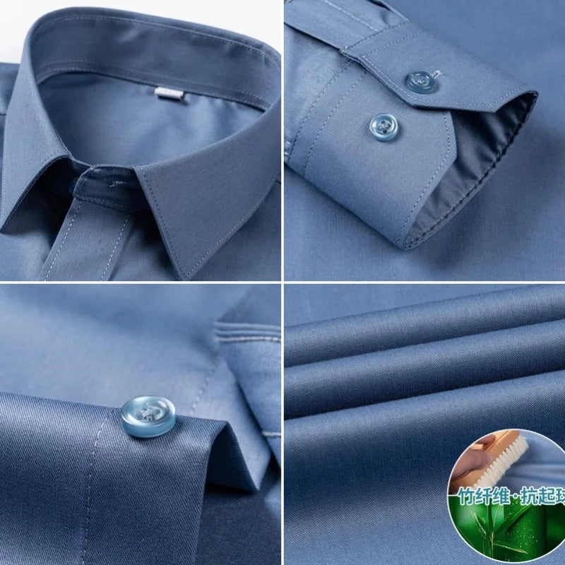 Chemise Homme Fibre de Bambou Stretch Manches Longues Anti-Froissé Sans Repassage Slim Business Casual Bureau Blanche Éco-Premium – Chemise Bambou Premium Stretch Anti-Froissé Sans Repassage Slim Business Blanche | Mode Homme Business Éco-Premium