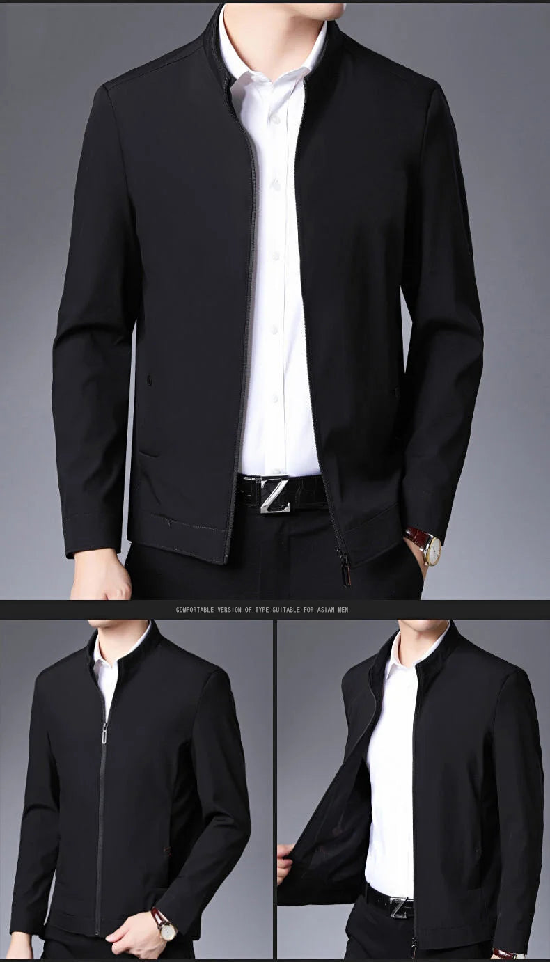 Blazer Homme Luxe Business Casual Zippé Uni Qualité Premium Bureau Manteau Printemps Automne Grande Taille 3XL – Veste Élégante Mode | Mode Homme Premium