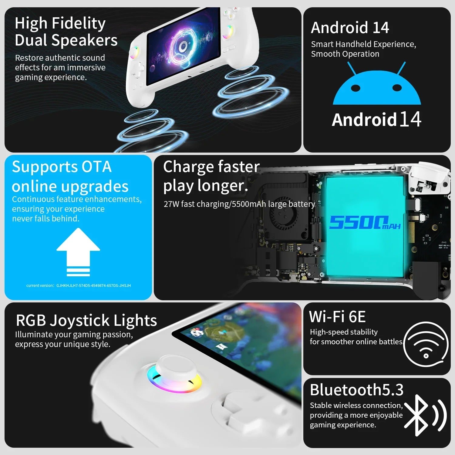 ANBERNIC RG557 Console Gaming Portable – Écran AMOLED 5.48", Android 14, Processeur Dimensity, Joystick Capacitif & Ventilation | Retrogaming Premium