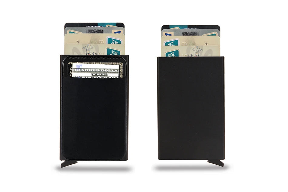 Portefeuille Homme RFID Slim Minimaliste – Porte-Cartes Métal Pop-Up Anti-Piratage