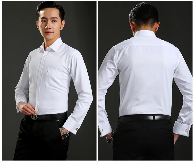 Chemise Homme Classique Poignets Français Manches Longues Coupe Standard – Formelle Business Mariage Bureau Blanche Élégante | Mode Homme Premium
