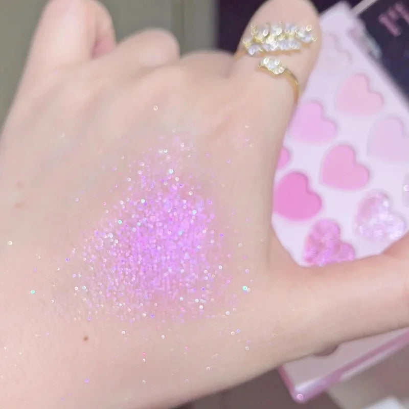 Palette Fard à Paupières 20 Couleurs Forme Cœur Sweet Pink – Perle Glitter Violet & Rose | Blush Illuminateur Coréen
