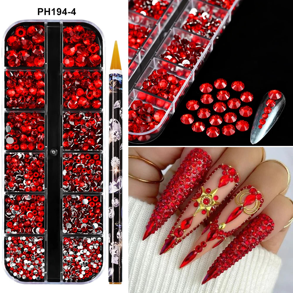 Strass Nail Art 3D Colorés – Diamants Plats Ronds | Déco Ongles DIY