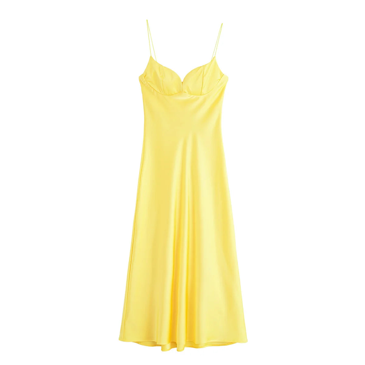 Damen Maxikleid Satin Rot V-Ausschnitt Spaghetti-Träger Ärmellos – Eleganter Reißverschluss hinten | HH Sommer 2025