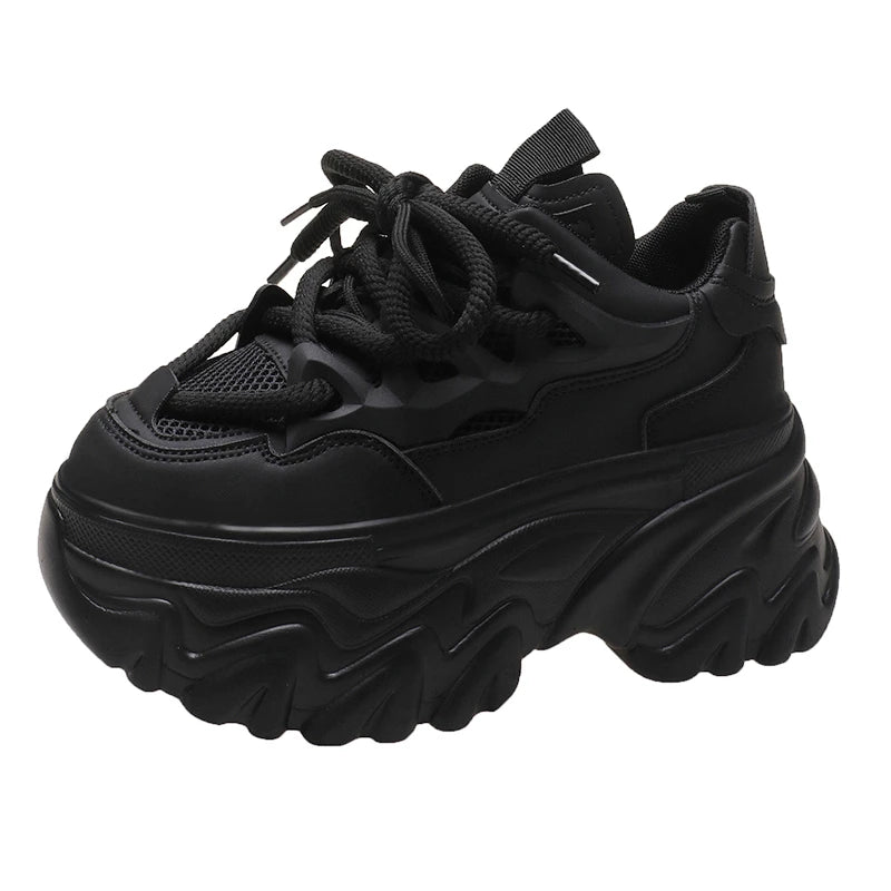 Sneakers Mesh Wedge 8.5cm Femme Chunky 2025 – Plateforme Respirante Talon Caché Été