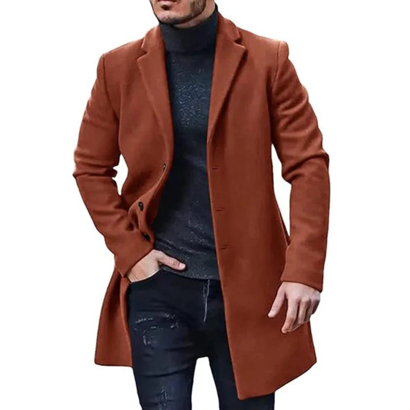 Veste Homme Streetwear Laine Col Reversé Couleur Unie Casual Élégante Boutonnage Simple Printemps Hiver Tendance – Manteau Casual Chic Urban Premium | Mode Homme Streetwear Premium