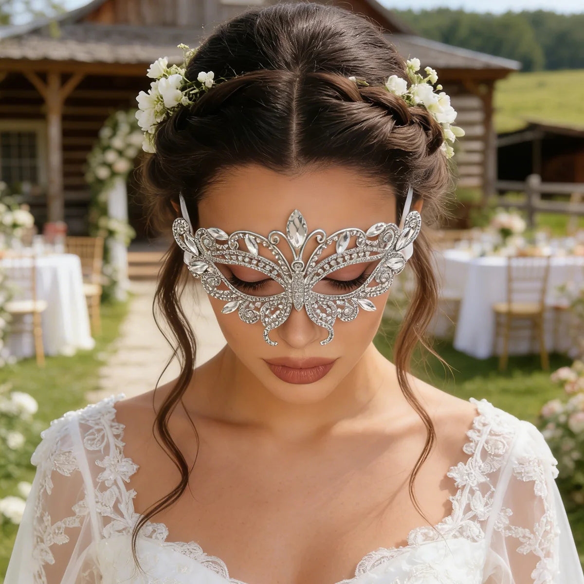 Halbgesichtsmaske Schmetterling Strass - Maskerade, Halloween & Party