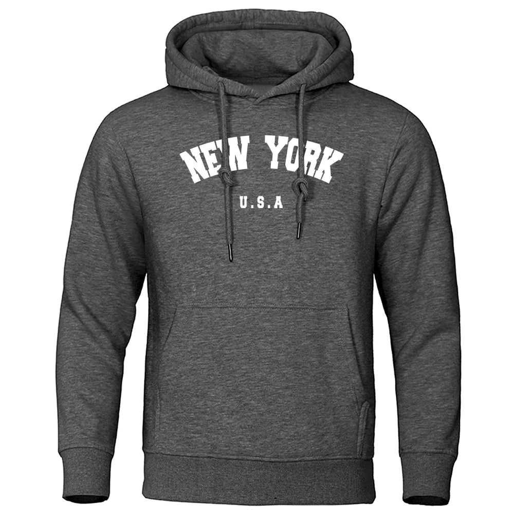 Sweat à Capuche Homme New York Imprimé USA City Manches Longues Oversize Loose Casual Streetwear Pullover Hoodie Tendance Confortable – Hoodie Americana Premium New York | Mode Homme Streetwear Premium