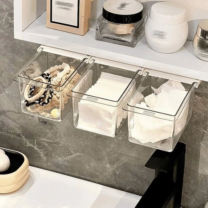 Boîte Rangement Cotons-Tiges Tiroir Transparent – Distributeur Salle de Bain | Sous Miroir