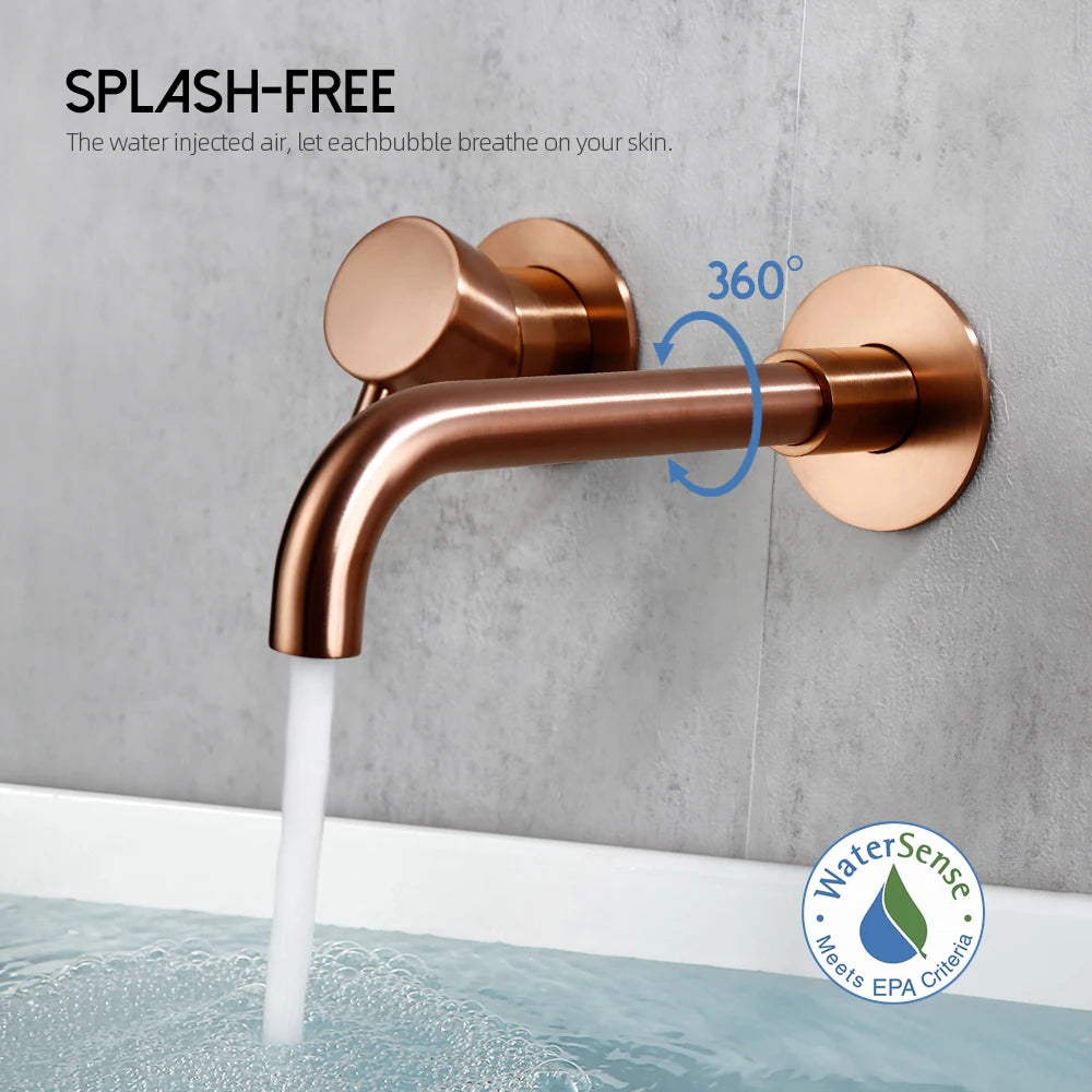 Bagnolux Robinet Encastré Rose Gold Laiton – Poli ou Brossé, Trou Rond, Eau Chaude & Froide | Salle de Bain Luxe