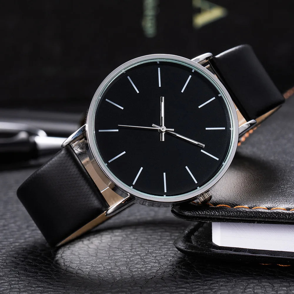 Unisex Quarzuhr Analog Rundes Zifferblatt Lederarmband – Luxus Fashion Casual Herren & Damen