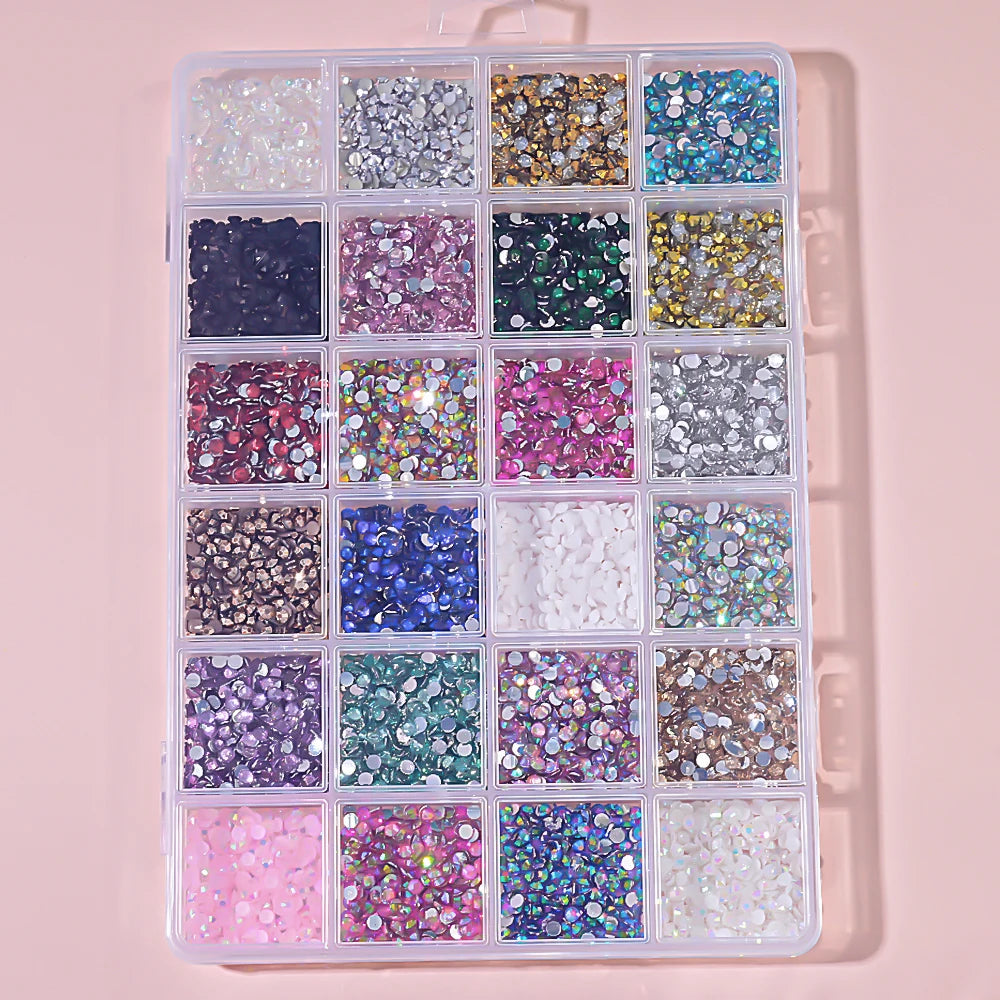 Strass Nail Art 3D Colorés – Diamants Plats Ronds | Déco Ongles DIY