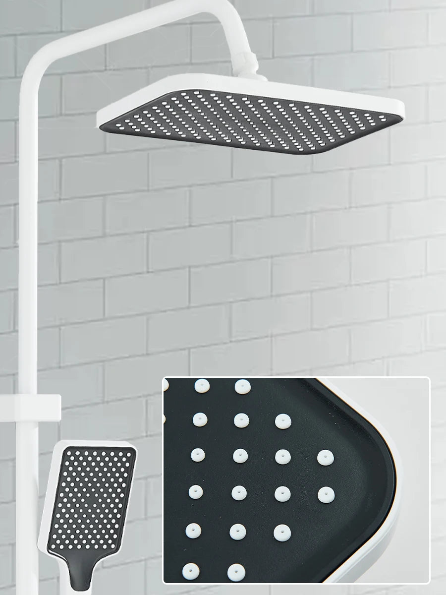 Ensemble Douche Blanc 4 Voies Style Piano – Pluie, Affichage Digital Optionnel & Bidet | Système Douche Complet