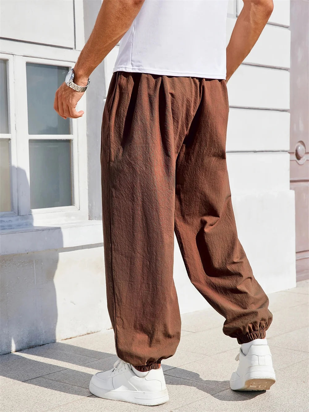 Herren Sarouel Hose Leinen Baumwolle Chinesischer Stil Loose Fit Einfarbig – Bequeme Jogger Hohe Qualität Casual | Herrenmode Zen