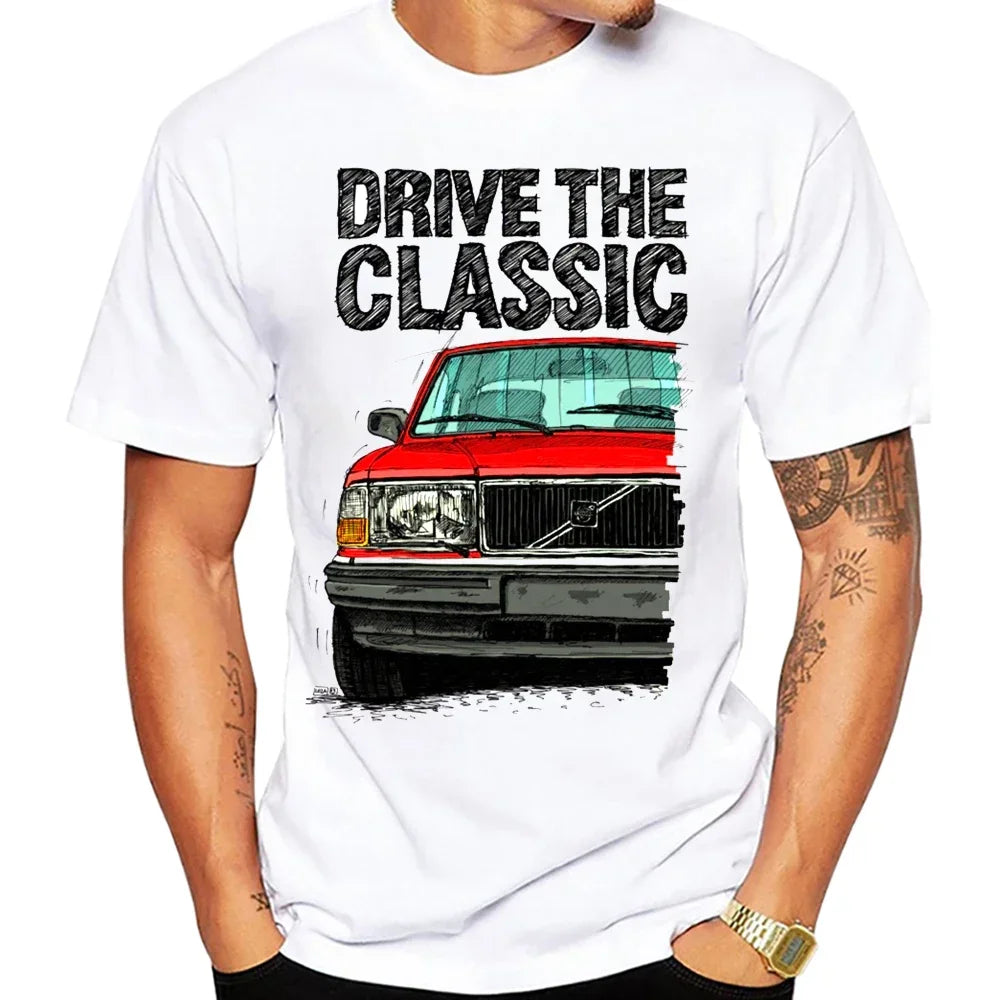 T-Shirt Homme Rétro Voiture Classic 240 Turbo Années 90 – Manches Courtes Hip Hop Casual Été | Streetwear Vintage Auto