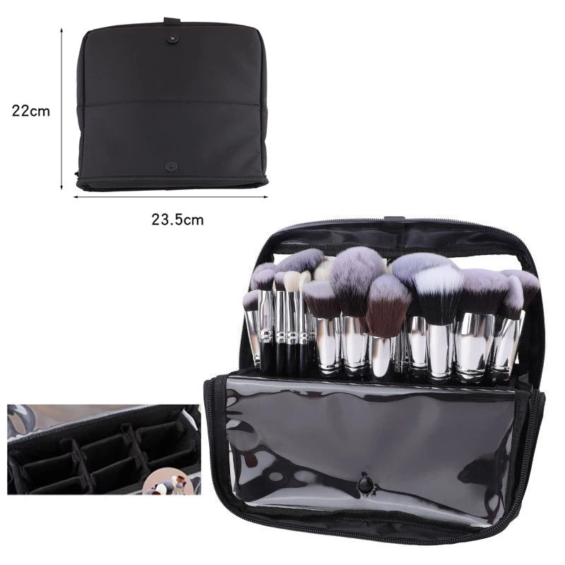 Pochette Pinceaux Maquillage 14/23/29 Trous – Organisateur Oxford Noir Waterproof | Trousse Pinceaux Portable Professionnel