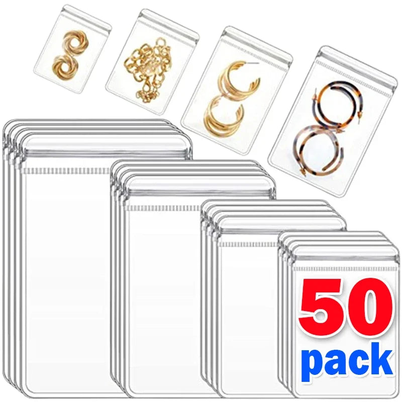 Sachets PVC Transparents Anti-Oxydation Bijoux – Lot 10 à 50 pcs | Rangement Boucles d’Oreilles, Colliers, Pendentifs & Bracelets | Organiseur Bijoux