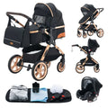 Poussette Bébé 3 en 1 Pliable Aluminium – Haute Vue, Nacelle & Siège, Voyage Compact | Nouveau-Né & Nourrisson