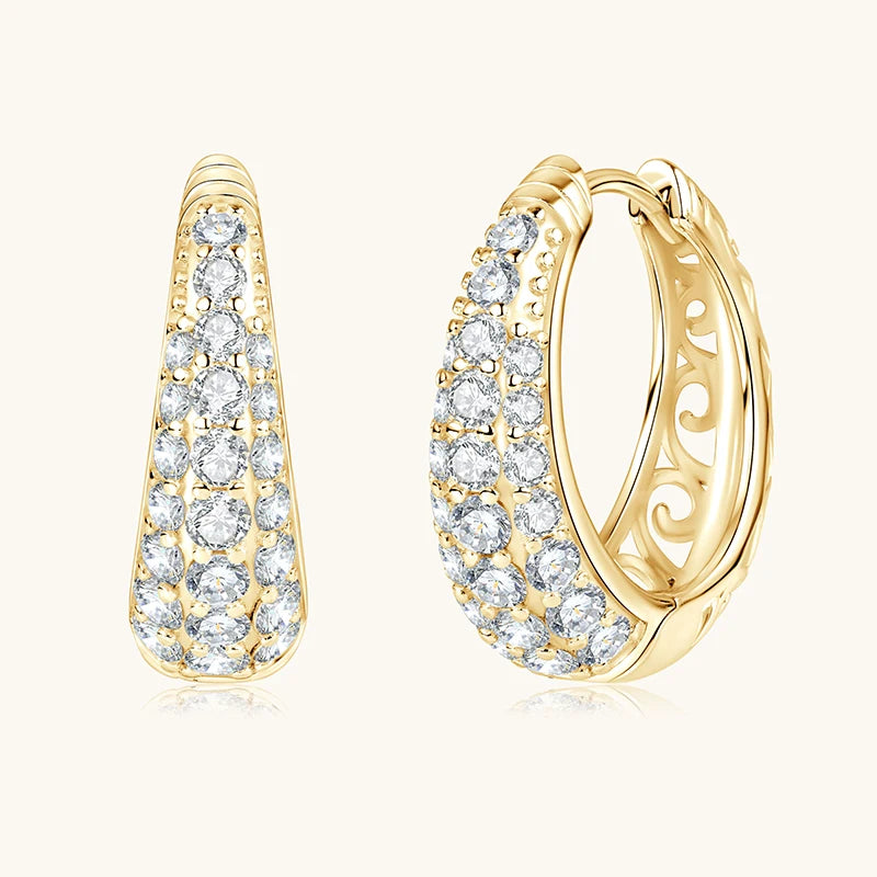 Moissanit-Kreolen, mikro-gepflastert, 925er Silber – Diamantglanz Luxus | Schmuck für Hochzeit, Abend & Premium Geschenk | Unisex Herren & Damen