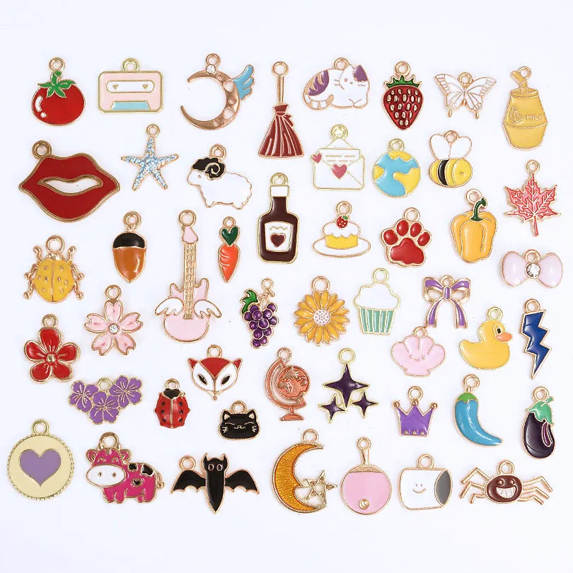 Pendentifs Émail & Breloques Fleurs Mix DIY – Matériaux Bijoux Fait Main en Vrac | Lot Assortiment Bracelet & Collier | Idéal Créatrices & Revendeuses
