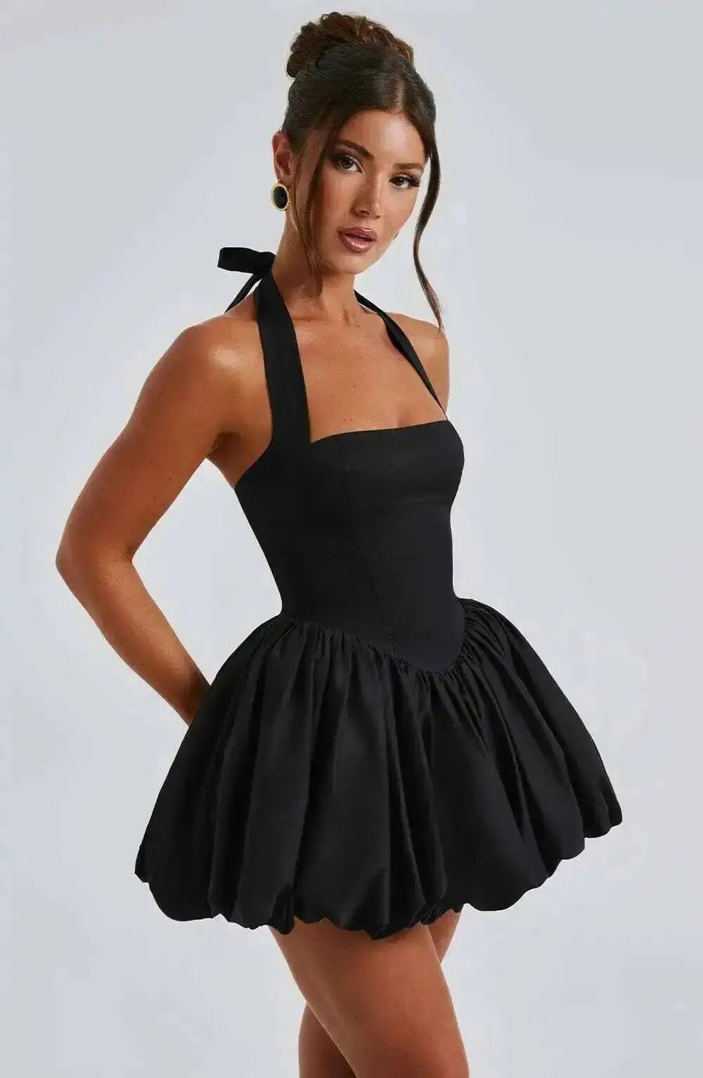 Damen A-Linie Mini-Neckholder-Kleid mit Wickeltaille – Sexy Ausgestellt | Party Club Frühling Sommer