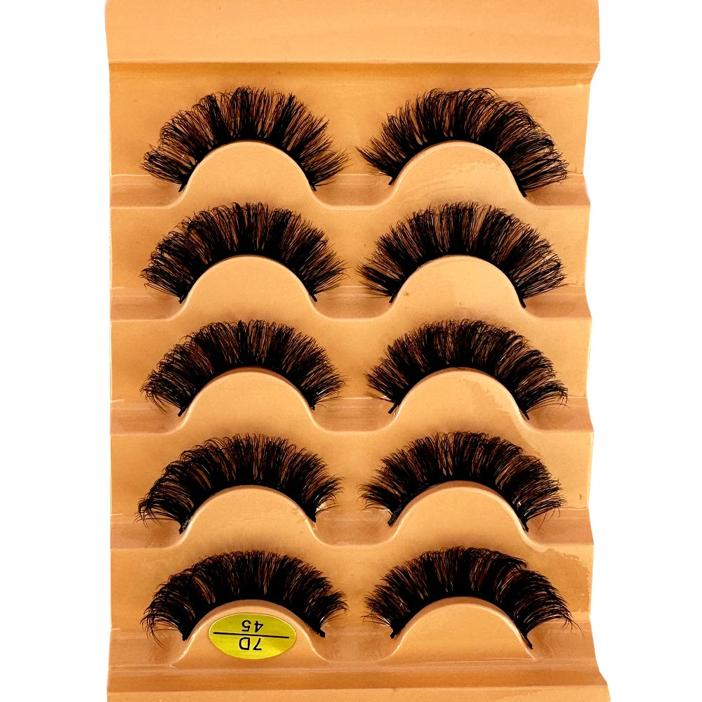 Faux Cils Cat Eye 3D – Lot 5 Paires | Manga Wispy Naturels Courbe D
