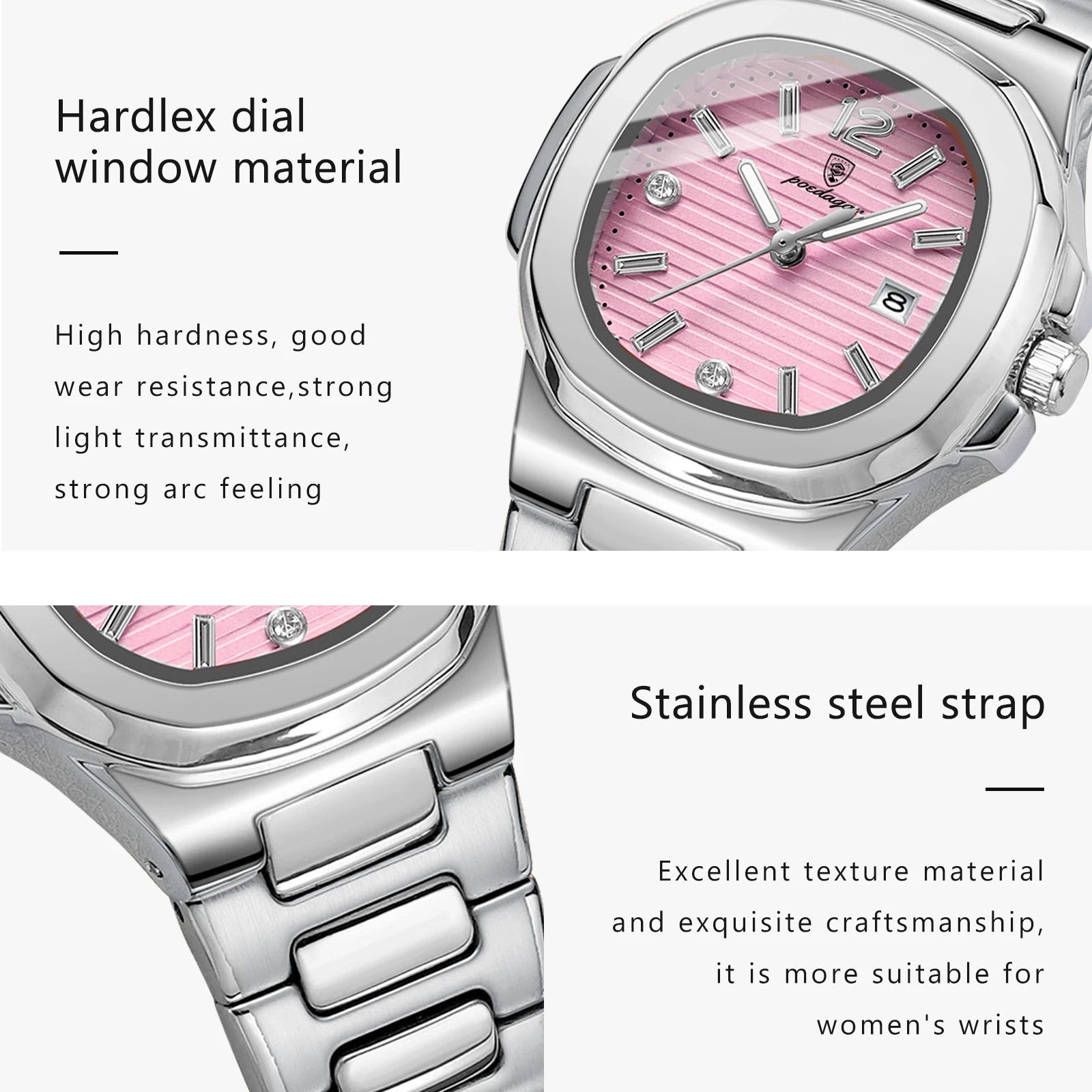 Montre Femme POEDAGAR Carrée Fashion Quartz – Lumineuse Étanche Date Luxe Haute Qualité
