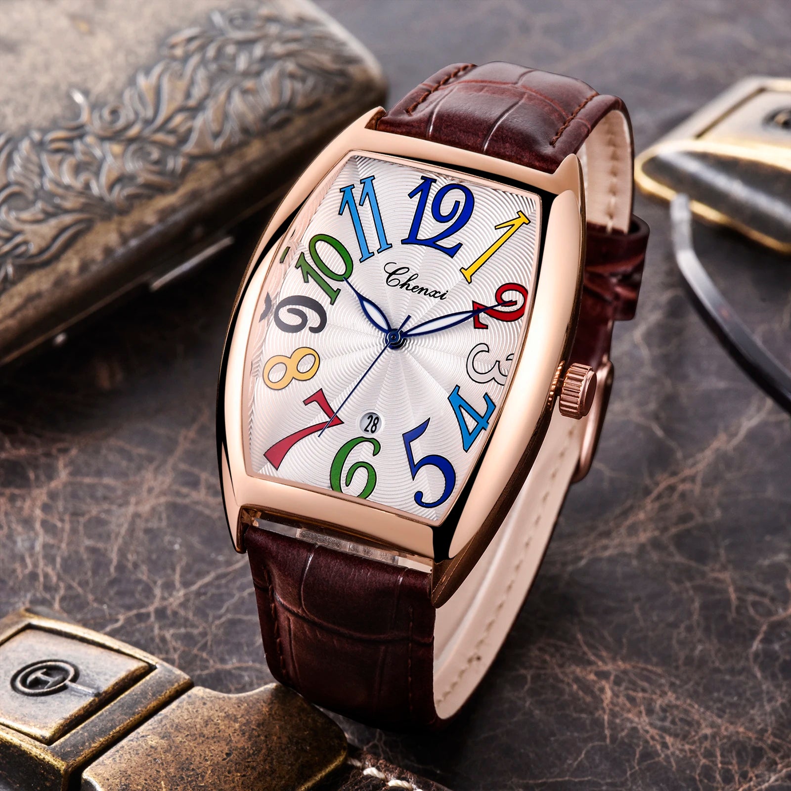 Montre Homme Bracelet Cuir Luxe Fashion Lumineux Quartz Calendrier Étanche Élégante Intemporelle | Montre Homme Cuir Luxe Fashion Lumineux Premium