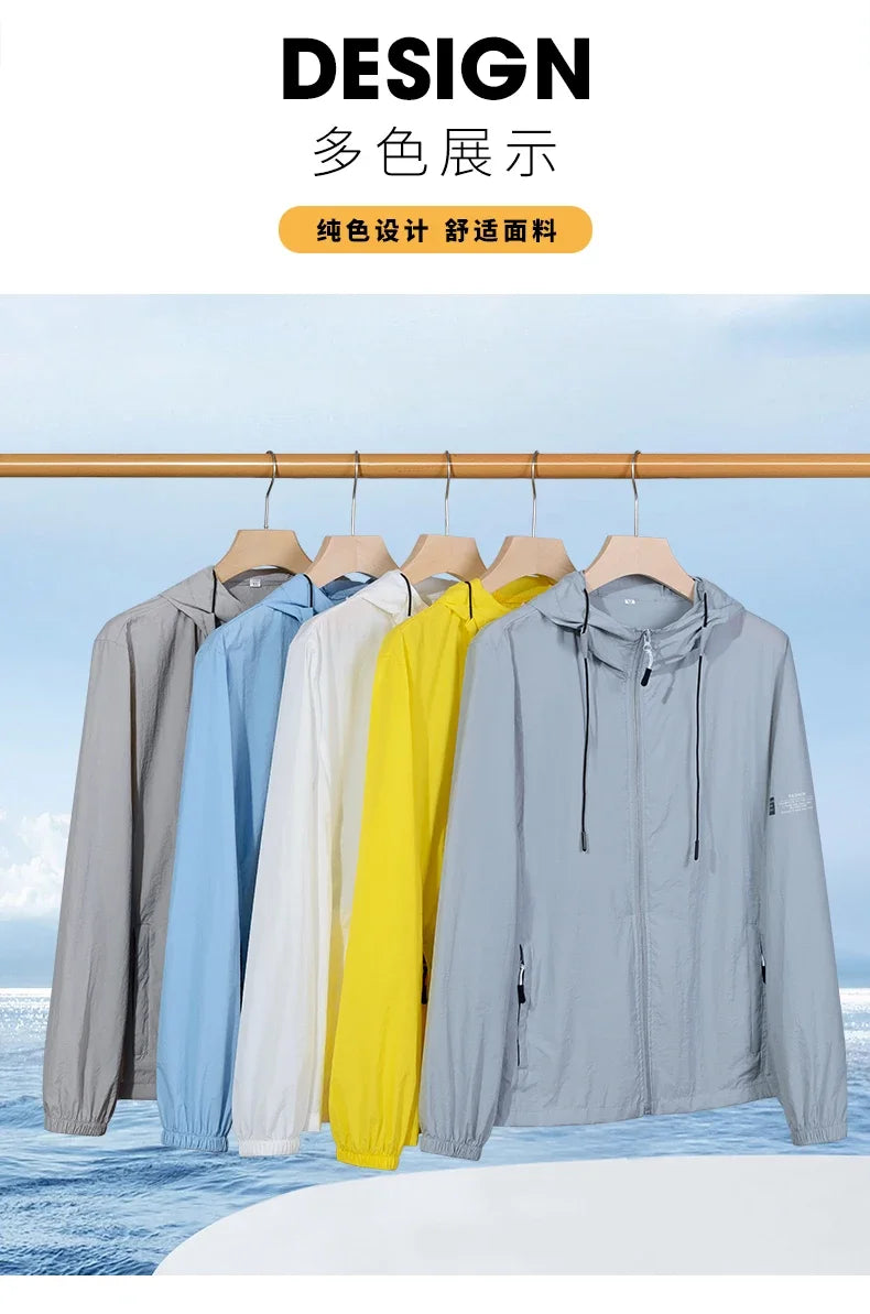 Veste Coupe-Vent Unisexe Anti-UV Capuche Été – Séchage Rapide Pêche Chasse Outdoor Homme & Femme | Windbreaker Protection Solaire