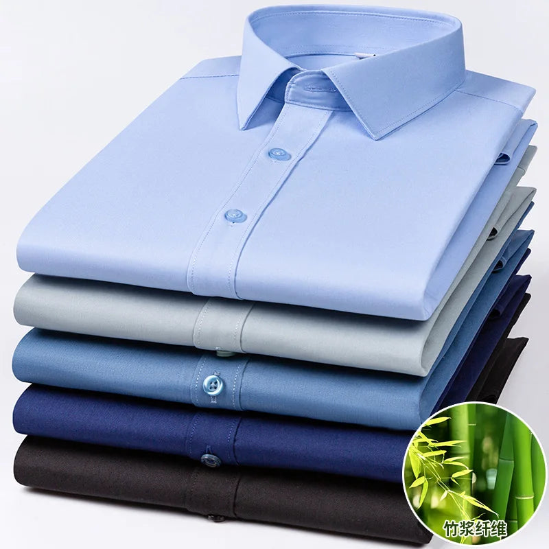Chemise Homme Fibre de Bambou Stretch Manches Longues Anti-Froissé Sans Repassage Slim Business Casual Bureau Blanche Éco-Premium – Chemise Bambou Premium Stretch Anti-Froissé Sans Repassage Slim Business Blanche | Mode Homme Business Éco-Premium