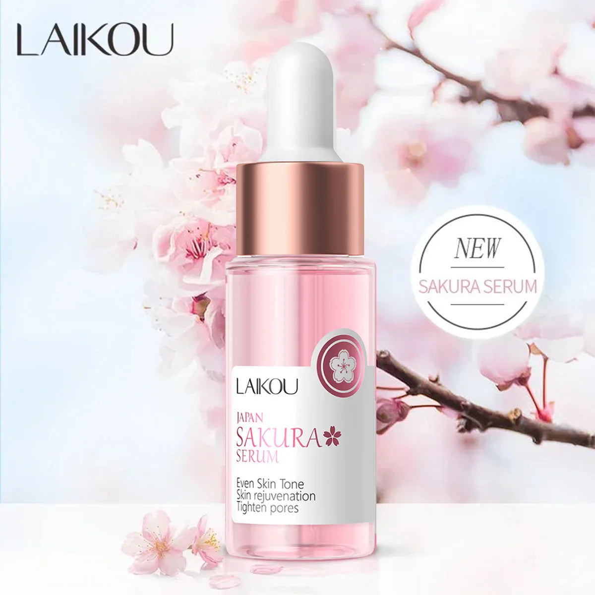 Essence Visage Sakura Laikou 17ml – Éclat Anti-Rides Hydratante Raffermissante Blanchissante